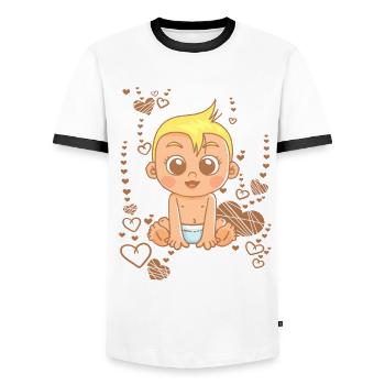 Doux bébé sous l’arc-en-ciel - T-shirt contrasté Homme - blanc/noir - Devant - AI Model Female 172 light (172cm) & AI Model Male 178 dark (178cm)