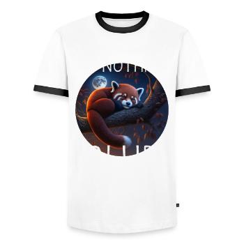 Do Nothing Club Roter Panda - Männer Kontrast-T-Shirt - Weiß/Schwarz - Vorne - AI Model Female 172 light (172cm) & AI Model Male 178 dark (178cm)