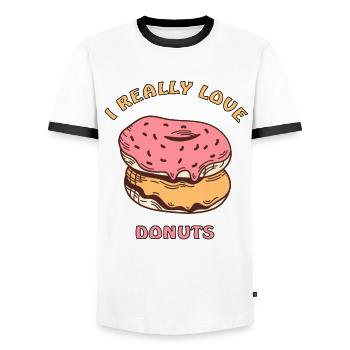 ich liebe Donuts - Männer Kontrast-T-Shirt - Weiß/Schwarz - Vorne - AI Model Female 172 light (172cm) & AI Model Male 178 dark (178cm)