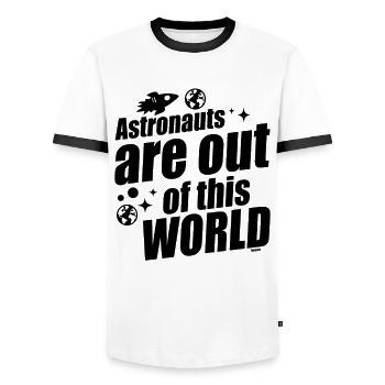 Astronaut Space Rocket Gift Idea - Men's Ringer Shirt - white/black - Front - AI Model Female 172 light (172cm) & AI Model Male 178 dark (178cm)