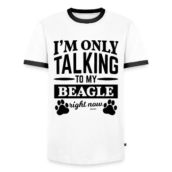 Dicton Beagle - T-shirt contrasté Homme - blanc/noir - Devant - AI Model Female 172 light (172cm) & AI Model Male 178 dark (178cm)