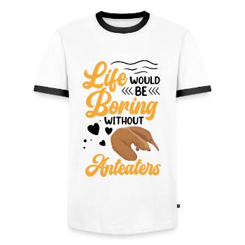 Boring without anteater Ant-eating bear - Men's Ringer Shirt - white/black - Front - AI Model Female 172 light (172cm) & AI Model Male 178 dark (178cm)