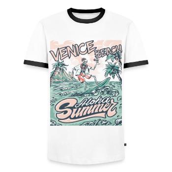 Vacances en famille Californie Venise Beach Palme Ozea - T-shirt contrasté Homme - blanc/noir - Devant - AI Model Female 172 light (172cm) & AI Model Male 178 dark (178cm)