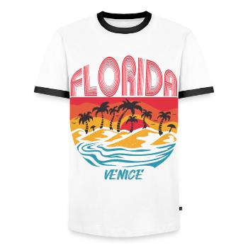 Venise Floride Vacances Ocean Beach Surf - T-shirt contrasté Homme - blanc/noir - Devant - AI Model Female 172 light (172cm) & AI Model Male 178 dark (178cm)