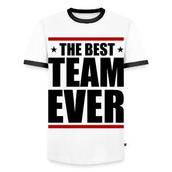Best Team Ever - Men's Ringer Shirt - white/black - Front - AI Model Female 172 light (172cm) & AI Model Male 178 dark (178cm)