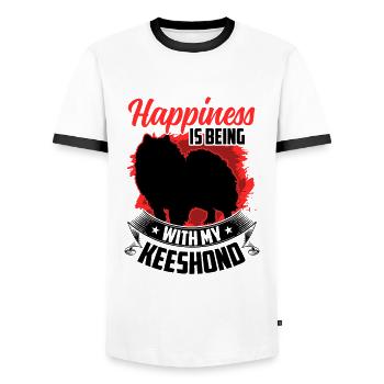 Wolfsspitz makes me happy German Keeshond - Men's Ringer Shirt - white/black - Front - AI Model Female 172 light (172cm) & AI Model Male 178 dark (178cm)