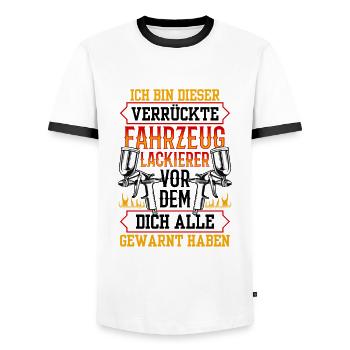 Verrückter Vermessungstechniker Vermesser - Männer Kontrast-T-Shirt - Weiß/Schwarz - Vorne - AI Model Female 172 light (172cm) & AI Model Male 178 dark (178cm)
