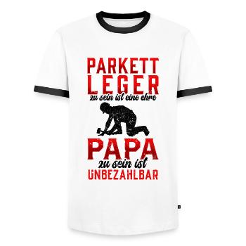 Parkettleger sein ist eine Ehre Fußbodenleger - Männer Kontrast-T-Shirt - Weiß/Schwarz - Vorne - AI Model Female 172 light (172cm) & AI Model Male 178 dark (178cm)