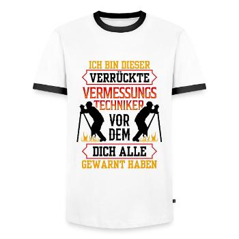 Verrückter Vermessungstechniker Vermesser - Männer Kontrast-T-Shirt - Weiß/Schwarz - Vorne - AI Model Female 172 light (172cm) & AI Model Male 178 dark (178cm)
