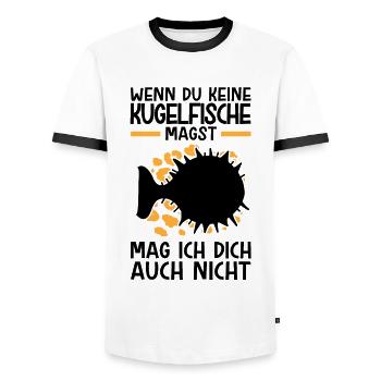 Kugelfisch nicht mögen Riesenkugelfisch - Männer Kontrast-T-Shirt - Weiß/Schwarz - Vorne - AI Model Female 172 light (172cm) & AI Model Male 178 dark (178cm)