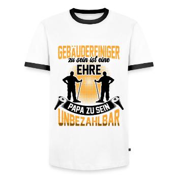 Gebäudereiniger sein ist eine Ehre Fensterputzer - Männer Kontrast-T-Shirt - Weiß/Schwarz - Vorne - AI Model Female 172 light (172cm) & AI Model Male 178 dark (178cm)