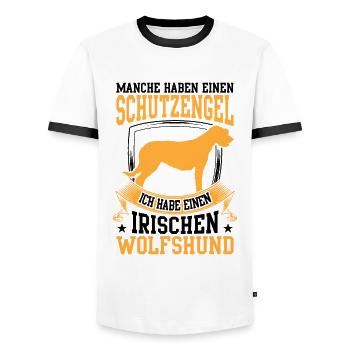 Habe einen Irischer Wolfshund Irish Wolfhound - Männer Kontrast-T-Shirt - Weiß/Schwarz - Vorne - AI Model Female 172 light (172cm) & AI Model Male 178 dark (178cm)