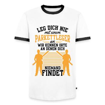 Nicht mit Parkettleger anlegen Fliesenleger - Männer Kontrast-T-Shirt - Weiß/Schwarz - Vorne - AI Model Female 172 light (172cm) & AI Model Male 178 dark (178cm)