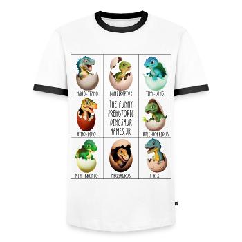 Baby dinosaur in egg - Men's Ringer Shirt - white/black - Front - AI Model Female 172 light (172cm) & AI Model Male 178 dark (178cm)