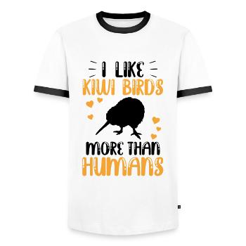 Kiwi bird more like New Zealand kiwi - Men's Ringer Shirt - white/black - Front - AI Model Female 172 light (172cm) & AI Model Male 178 dark (178cm)