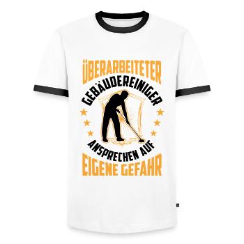 Überarbeiteter Gebäudereiniger Fensterputzer - Männer Kontrast-T-Shirt - Weiß/Schwarz - Vorne - AI Model Female 172 light (172cm) & AI Model Male 178 dark (178cm)