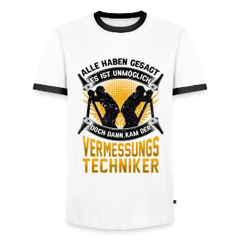 Vermessungstechniker unmöglich Vermesser - Männer Kontrast-T-Shirt - Weiß/Schwarz - Vorne - AI Model Female 172 light (172cm) & AI Model Male 178 dark (178cm)