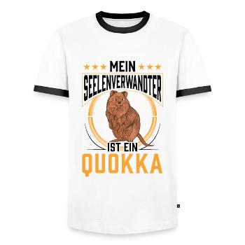 Quokka ist mein Seelenverwandter Beuteltier - Männer Kontrast-T-Shirt - Weiß/Schwarz - Vorne - AI Model Female 172 light (172cm) & AI Model Male 178 dark (178cm)