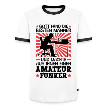 Gott fand die besten Amateurfunker Funkamateur - Männer Kontrast-T-Shirt - Weiß/Schwarz - Vorne - AI Model Female 172 light (172cm) & AI Model Male 178 dark (178cm)