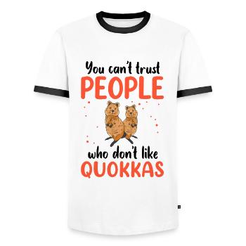 Quokka ne fait pas confiance au marsupial australien - T-shirt contrasté Homme - blanc/noir - Devant - AI Model Female 172 light (172cm) & AI Model Male 178 dark (178cm)