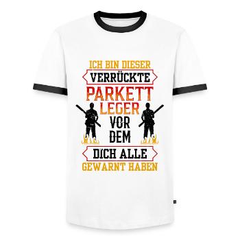 Dieser Verrückte Parkettleger Fußbodenleger - Männer Kontrast-T-Shirt - Weiß/Schwarz - Vorne - AI Model Female 172 light (172cm) & AI Model Male 178 dark (178cm)