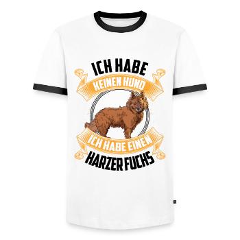 Harzer Fuchs kein Hund altdeutscher Hütefuchs - Männer Kontrast-T-Shirt - Weiß/Schwarz - Vorne - AI Model Female 172 light (172cm) & AI Model Male 178 dark (178cm)