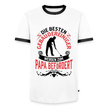 Gebäudereiniger wird zum Papa Fensterputzer - Männer Kontrast-T-Shirt - Weiß/Schwarz - Vorne - AI Model Female 172 light (172cm) & AI Model Male 178 dark (178cm)