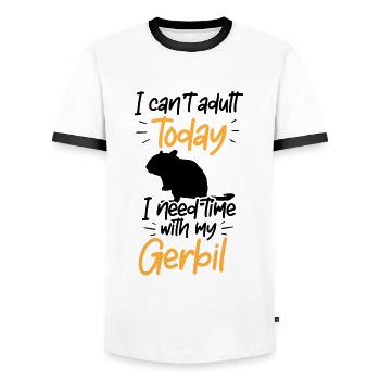 Need time with gerbil rodent Gerbil - Men's Ringer Shirt - white/black - Front - AI Model Female 172 light (172cm) & AI Model Male 178 dark (178cm)