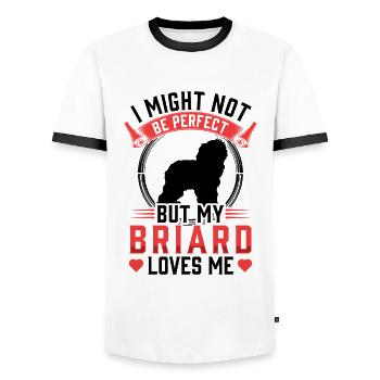 Briard is not perfect Berger de Brie - Men's Ringer Shirt - white/black - Front - AI Model Female 172 light (172cm) & AI Model Male 178 dark (178cm)