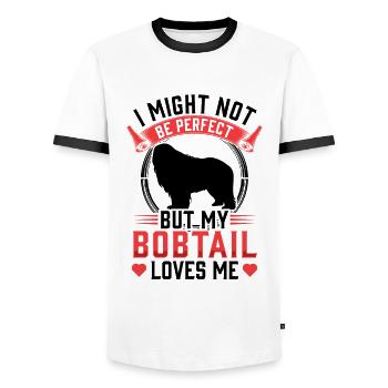 Bobtail Not Perfect Old English Shepherd - Men's Ringer Shirt - white/black - Front - AI Model Female 172 light (172cm) & AI Model Male 178 dark (178cm)