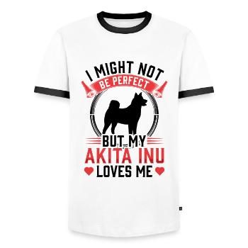 Akita Inu is not perfect Shiba Inu - Men's Ringer Shirt - white/black - Front - AI Model Female 172 light (172cm) & AI Model Male 178 dark (178cm)