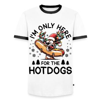 Hot dog christmas reindeer - Men's Ringer Shirt - white/black - Front - AI Model Female 172 light (172cm) & AI Model Male 178 dark (178cm)