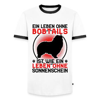 La vie sans Bobtail Vieux chien de berger anglais - T-shirt contrasté Homme - blanc/noir - Devant - AI Model Female 172 light (172cm) & AI Model Male 178 dark (178cm)