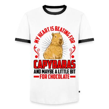 Battements de cœur pour Capybara Capybara d’Amérique du Sud - T-shirt contrasté Homme - blanc/noir - Devant - AI Model Female 172 light (172cm) & AI Model Male 178 dark (178cm)