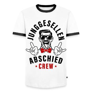 Bachelor Party Crew - Men's Ringer Shirt - white/black - Front - AI Model Female 172 light (172cm) & AI Model Male 178 dark (178cm)