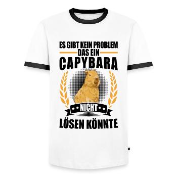 Capybara résout les problèmes Amérique du Sud capybara - T-shirt contrasté Homme - blanc/noir - Devant - AI Model Female 172 light (172cm) & AI Model Male 178 dark (178cm)