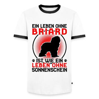 Life without Briard Berger de Brie Briard - Men's Ringer Shirt - white/black - Front - AI Model Female 172 light (172cm) & AI Model Male 178 dark (178cm)