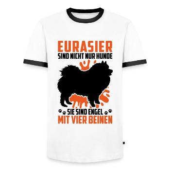Eurasier not just a dog Eurasian Spitz - Men's Ringer Shirt - white/black - Front - AI Model Female 172 light (172cm) & AI Model Male 178 dark (178cm)