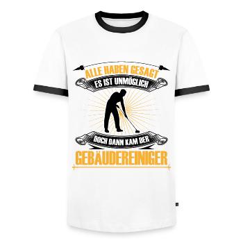 Le nettoyage des bâtiments est un nettoyeur de vitres impossible - T-shirt contrasté Homme - blanc/noir - Devant - AI Model Female 172 light (172cm) & AI Model Male 178 dark (178cm)