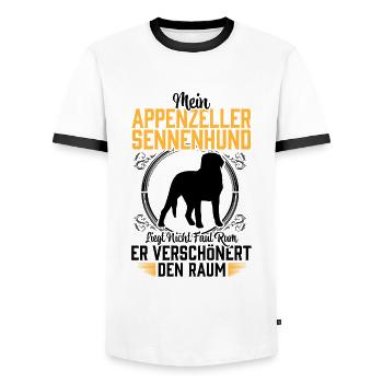 Mountain dog lying around lazily Appenzeller Mountain Dog - Men's Ringer Shirt - white/black - Front - AI Model Female 172 light (172cm) & AI Model Male 178 dark (178cm)