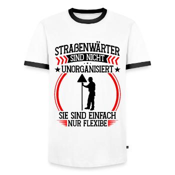 Road maintenance workers not disorganized Chaussee maintenance workers - Men's Ringer Shirt - white/black - Front - AI Model Female 172 light (172cm) & AI Model Male 178 dark (178cm)