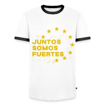 Europe - Together we are strong - European Union - Men's Ringer Shirt - white/black - Front - AI Model Female 172 light (172cm) & AI Model Male 178 dark (178cm)