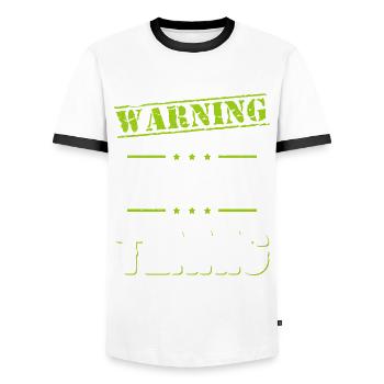 Avertissement Je pourrais commencer à parler de tennis - T-shirt contrasté Homme - blanc/noir - Devant - AI Model Female 172 light (172cm) & AI Model Male 178 dark (178cm)