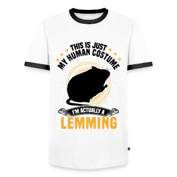 Lemming Just One Costume Vole Lemming - Men's Ringer Shirt - white/black - Front - AI Model Female 172 light (172cm) & AI Model Male 178 dark (178cm)