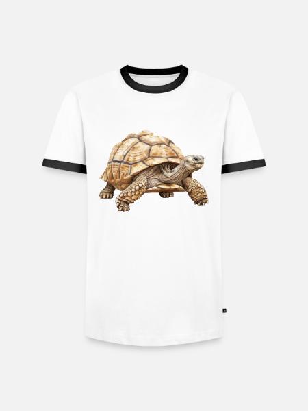 African Sulcata Tortoise - Männer Kontrast-T-Shirt - Weiß/Schwarz