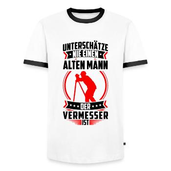 Vermessungstechniker alter Mann Landvermesser - Männer Kontrast-T-Shirt - Weiß/Schwarz - Vorne - AI Model Female 172 light (172cm) & AI Model Male 178 dark (178cm)