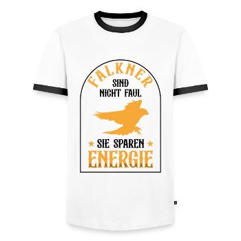 Falkner sind nicht faul Beizjagd Falknerei - Männer Kontrast-T-Shirt - Weiß/Schwarz - Vorne - AI Model Female 172 light (172cm) & AI Model Male 178 dark (178cm)