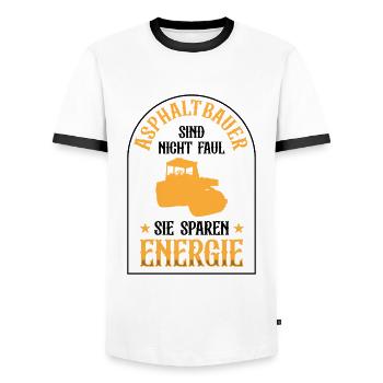 Asphalt Builders Are Not Lazy Road Construction - Men's Ringer Shirt - white/black - Front - AI Model Female 172 light (172cm) & AI Model Male 178 dark (178cm)