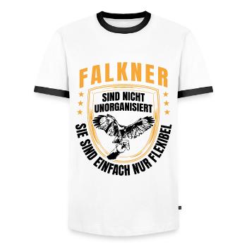 Falkner sind flexibel Beizjagd Falknerei - Männer Kontrast-T-Shirt - Weiß/Schwarz - Vorne - AI Model Female 172 light (172cm) & AI Model Male 178 dark (178cm)