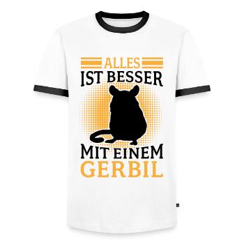 Tout va mieux avec Gerbille Rongeur Gerbille - T-shirt contrasté Homme - blanc/noir - Devant - AI Model Female 172 light (172cm) & AI Model Male 178 dark (178cm)